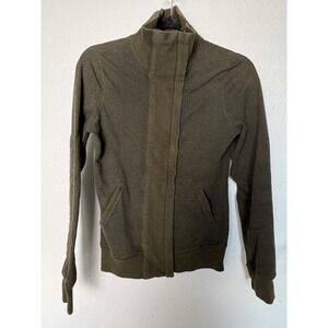 Lululemon Daily Practice Jacket Herringbone Quilted Elbow Military Green Size 4‎